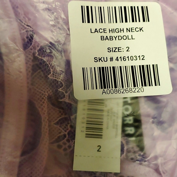 ❤️NWT VINTAGE TORRID LACE WIRELESS BABYDOLL SHEER HIGH NECK LILAC LINGERIE PLUS - Picture 5 of 12